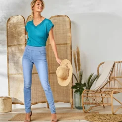 Jegging fuselé ultra stretch, maille effet jean