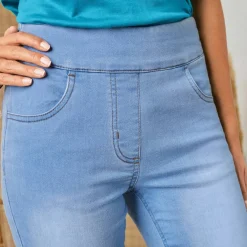 Jegging fuselé ultra stretch, maille effet jean