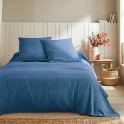 Jeté de lit uni tissé coton