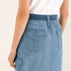 Jupe battle multi-poches, denim léger