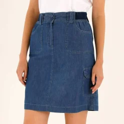 Jupe battle multi-poches, denim léger