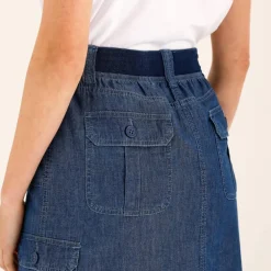 Jupe battle multi-poches, denim léger
