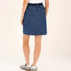 Jupe battle multi-poches, denim léger