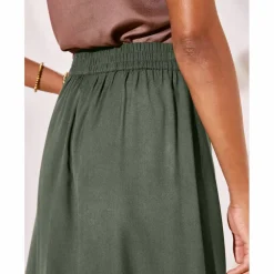 Jupe boutonnée fluide unie, Spécial Petites