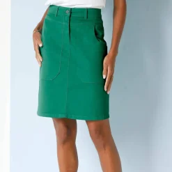 Jupe droite unie, twill
