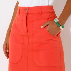 Jupe droite unie, twill