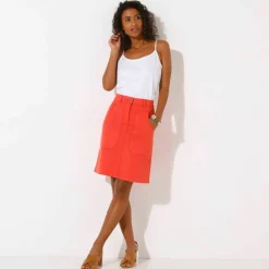 Jupe droite unie, twill