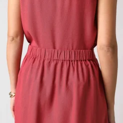 Jupe longue fluide fendue, en viscose lin