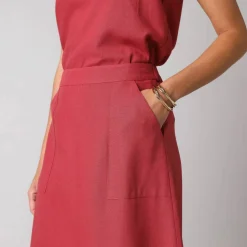 Jupe longue fluide fendue, en viscose lin