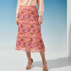 Jupe longue imprimé ikat, taille élastiquée