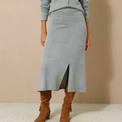 Jupe midi évasée en tricot