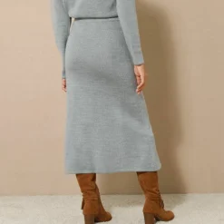 Jupe midi évasée en tricot