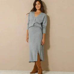 Jupe midi évasée en tricot