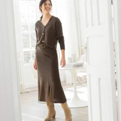 Jupe midi évasée en tricot