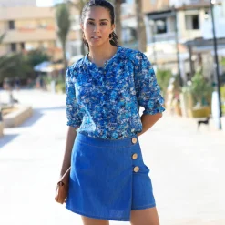 Jupe short asymétrique jean