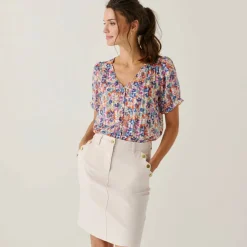 Jupe unie poches boutonnées