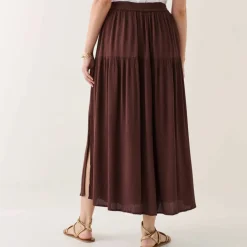 Jupon long uni fente côté