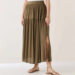 Jupon long uni fente côté