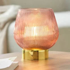 Lampe LED à poser en verre teinté