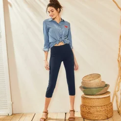 Legging 3/4, bas boutonné