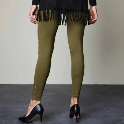Legging bas de jambe zippé, taille élastiquée