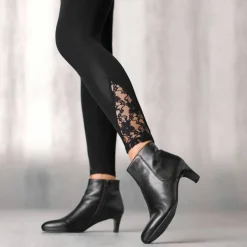 Legging base dentelle, taille élastiquée
