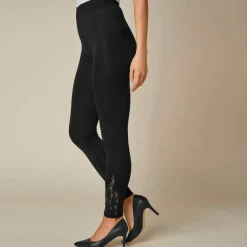 Legging base dentelle, taille élastiquée