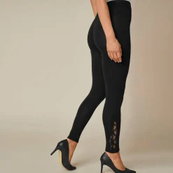 Legging base dentelle, taille élastiquée