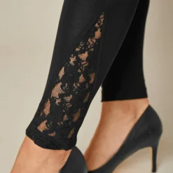 Legging base dentelle, taille élastiquée