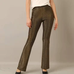 Legging bootcut taille élastiquée, maille brillante