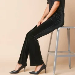Legging bootcut taille élastiquée, maille velours