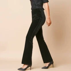 Legging bootcut taille élastiquée, maille velours