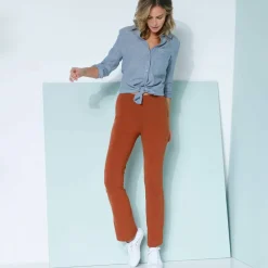 Legging bootcut uni, taille élastiquée