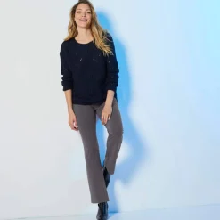 Legging bootcut uni, taille élastiquée