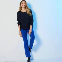 Legging bootcut uni, taille élastiquée