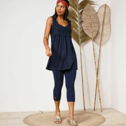 Legging 3/4 macramé, taille élastiquée