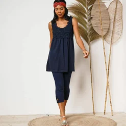 Legging 3/4 macramé, taille élastiquée