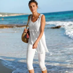 Legging 3/4 macramé, taille élastiquée