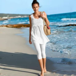Legging 3/4 macramé, taille élastiquée