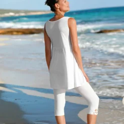 Legging 3/4 macramé, taille élastiquée