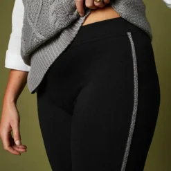 Legging uni bande côté brillante, maille