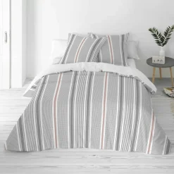 Linge de lit Alfred en coton imprimé rayures