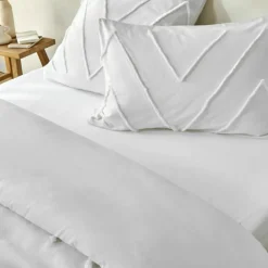 Linge de lit Amezia finition tufté en relief - coton lavé 57 fils/cm²