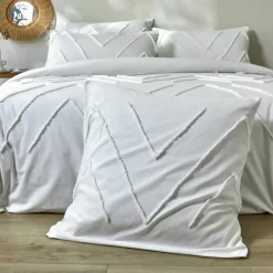 Linge de lit Amezia finition tufté en relief - coton lavé 57 fils/cm²