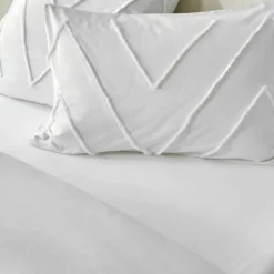 Linge de lit Amezia finition tufté en relief - coton lavé 57 fils/cm²