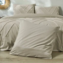Linge de lit Amezia finition tufté en relief - coton lavé 57 fils/cm²