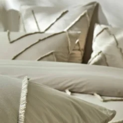 Linge de lit Amezia finition tufté en relief - coton lavé 57 fils/cm²