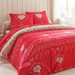 Linge de lit Anceny imprimé coeur - coton