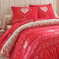 Linge de lit Anceny imprimé coeur - coton