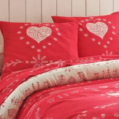 Linge de lit Anceny imprimé coeur - coton